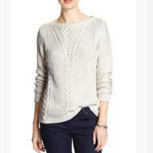 Banana Republic Factory Store Boatneck Cable-Knit Sweater - Cream - Size S